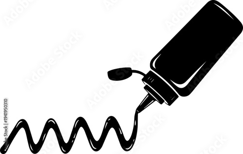 Squeeze Bottle Drawing Zigzag Cheese Line vector illustration