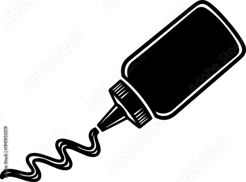 Squeeze Bottle Drawing Zigzag Cheese Line vector illustration