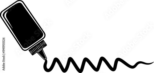 Squeeze Bottle Drawing Zigzag Cheese Line vector illustration