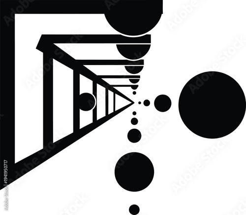 Geometric shapes in perspective, forming an abstract composition with circles and rectangles, similar to wqe reference