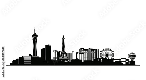 Las vegas city skyline with famous landmarks
