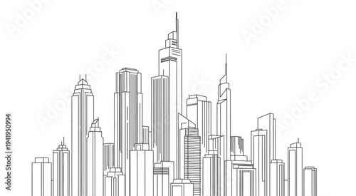 A futuristic cityscape with sleek skyscrapers and modern architecture