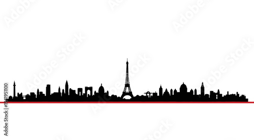 Paris city skyline with eiffel tower silhouette