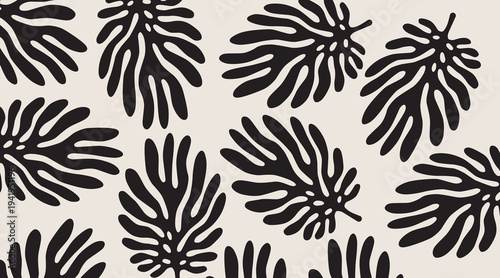 Elegant black oak leaf pattern on a light background creating a natural aesthetic design Vector illustration