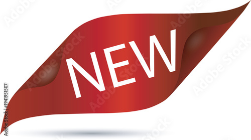 A bold red new label with a white text design for product announcements or promotions Vector illustration