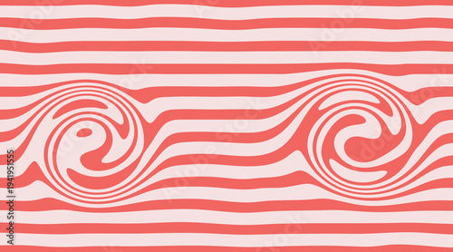 Elegant wave pattern on a striped background design with soft pink hues Vector illustration