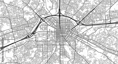 Detailed City Street Map Depicting Urban Infrastructure.