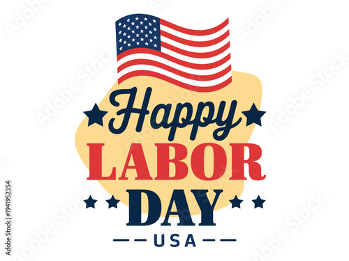 Stylized American flag graphic celebrates the national holiday recognized as Labor Day.