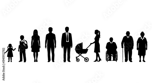 Silhouettes Depicting the Stages of Human Life and Development.