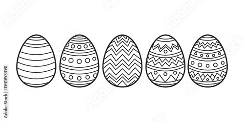 Easter eggs with various patterns for coloring
