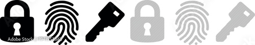 Security Icons with Locks Keys and Fingerprints