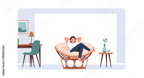 Relaxation scene with person lounging in cozy living room