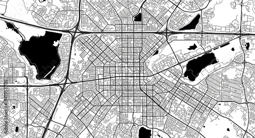 Detailed aerial view of a city grid layout.