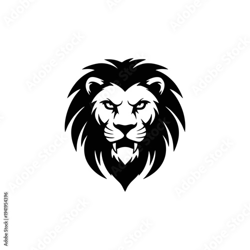 Fierce lion head logo design with majestic mane