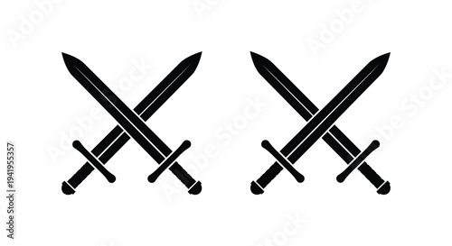 Two pairs of crossed swords depicted in a stark graphic style a bold silhouette high quality