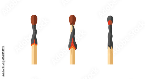 Progression of a burning matchstick: from ignition to extinguish