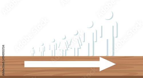 Growth stages symbolized by increasing human silhouettes along a