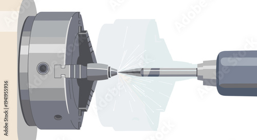 Precision metalworking process with cnc lathe and grinding spark
