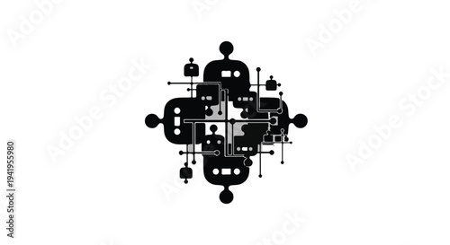 black and white futuristic technology circuit board illustration
