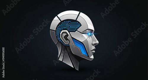 Futuristic Robot Head with Advanced Technology Design.