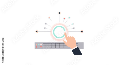 Copyright protection concept with hand icon in minimalist flat design
