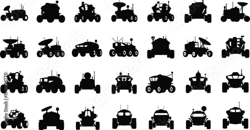 Collection of futuristic vehicle silhouettes for tech and innovation projects