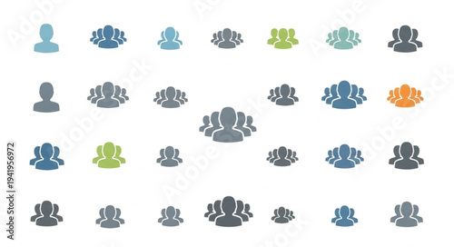 Diverse Group of People Icons Representing Teamwork and Collaboration.