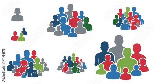 Diverse Group of People Icons Representing Community and Collaboration.