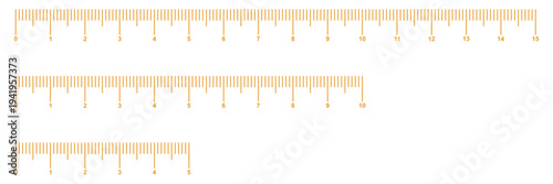 Ruler scale with markings and numbers in Inch centimeters and millimeters units, measuring metric scale. Graduated ruler vector illustration on a white background. Various measurement scales