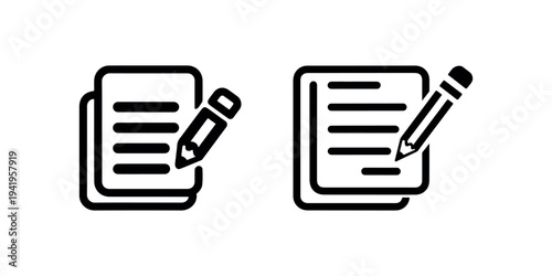 Edit document with pencil vector icon set. concept of online form, questionnaire, paper, contract, report, survey, write, fill, make note