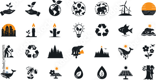 Environmental icons for eco friendly business and sustainable living