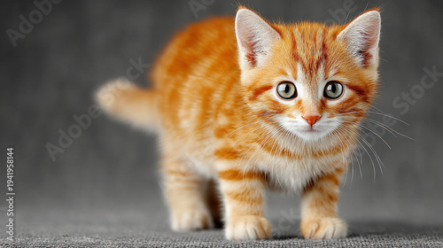 An orange tabby kitten isol...