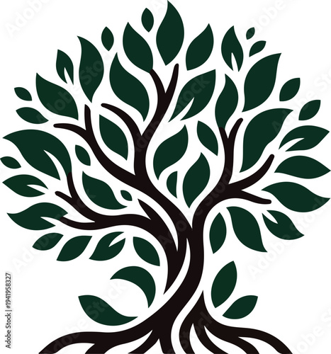 Create a different kinds of Beautiful abstract tree life decoration element. Vector illustration of tree with branch and leaves art with white background