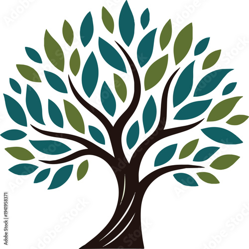Create a different kinds of Beautiful abstract tree life decoration element. Vector illustration of tree with branch and leaves art with white background