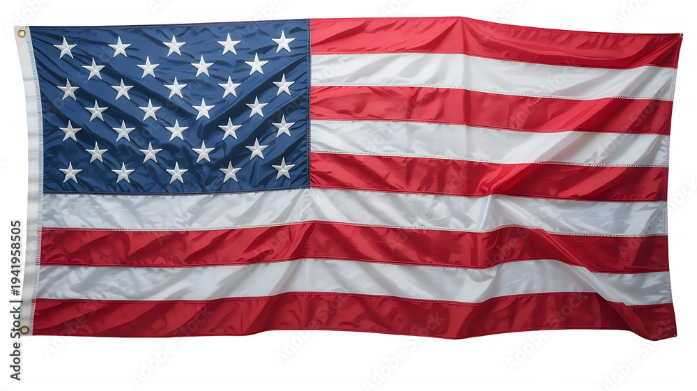 Fototapeta premium American flag waving on white background, United States flag
