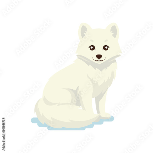 Vector illustration Arctic fox in trendy flat style. Isolated on white.