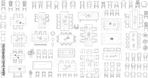 Isolated on transparent background a blurry image of various technical drawings and diagrams