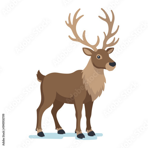 Vector illustration reindeer in trendy flat style. Isolated on white.