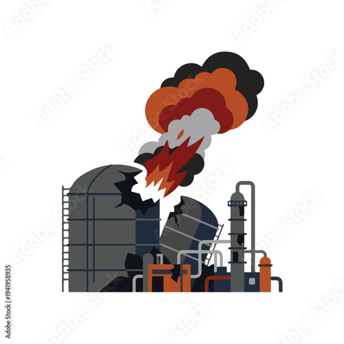 vector flat oil refinery tube explodes and burns 8