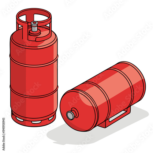 Red gas cylinders industrial propane butane gas tanks