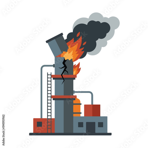 vector flat oil refinery tube explodes and burns 006