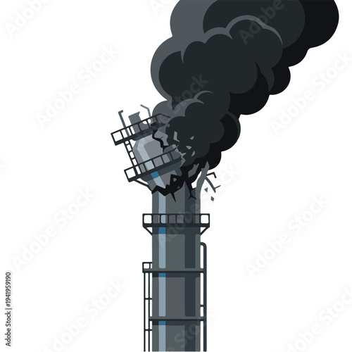 vector flat oil refinery tube explodes and smoke 6