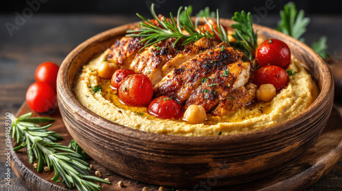 Grilled chicken slices with...