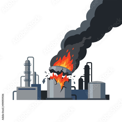 vector flat oil refinery tube explodes and burns 010