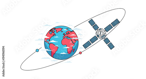 Satellite orbiting the planet Earth in the vast expanse of space. Depicting the wonders of space exploration and technology