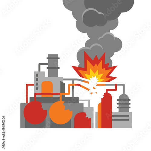 vector flat oil refinery tube explodes and burns 08