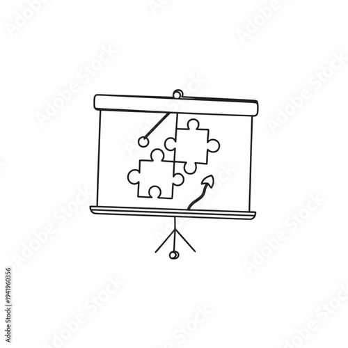 A 3d vector illustration of a tic tac toe game concept featuring a puzzle piece symbol to represent a business solution, connection, and the design of a successful strategy