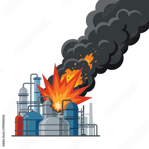 vector flat oil refinery tube explodes and burns 06
