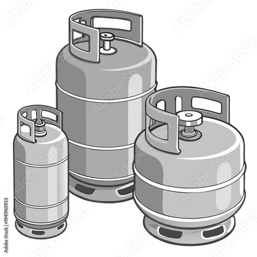 Gray lpg gas cylinders in different sizes propane tanks 1