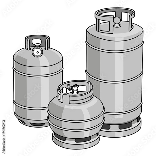Gray lpg gas cylinders in different sizes propane tanks 2